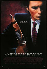 1g082 AMERICAN PSYCHO 1sh '00 psychotic yuppie killer Christian Bale, from Ellis novel!