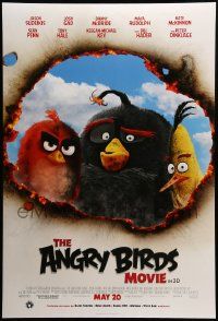 1g085 ANGRY BIRDS MOVIE advance DS 1sh '16 wacky image of the fowl-tempered avian cast!