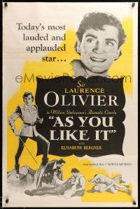1g090 AS YOU LIKE IT 1sh R49 Sir Laurence Olivier in William Shakespeare's romantic comedy!