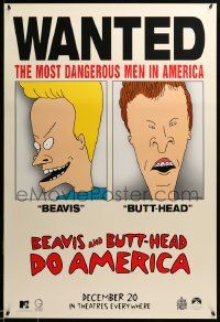 1g124 BEAVIS & BUTT-HEAD DO AMERICA teaser 1sh '96 Mike Judge, most dangerous men in America!