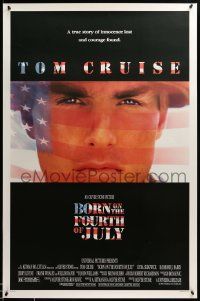 1g159 BORN ON THE FOURTH OF JULY DS 1sh '89 Oliver Stone, great patriotic image of Tom Cruise!