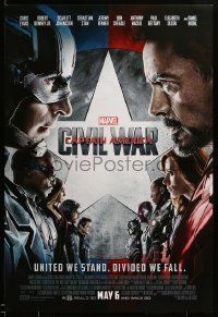 1g185 CAPTAIN AMERICA: CIVIL WAR advance DS 1sh '16 Marvel Comics, Chris Evans, Robert Downey Jr.!