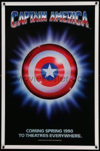 1g183 CAPTAIN AMERICA teaser 1sh '90 Marvel Comics superhero, cool image of shield!