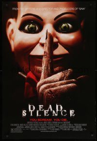 1g244 DEAD SILENCE DS 1sh '07 Ryan Kwanten, Donnie Wahlberg, creepy image, you scream, you die!
