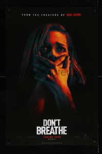 1g268 DON'T BREATHE teaser DS 1sh '16 super close-up of terrified Jane Levy, Fede Alvarez horror!