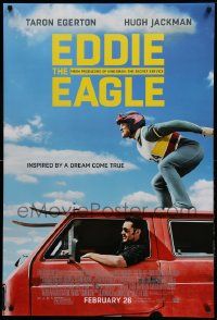 1g284 EDDIE THE EAGLE style B advance DS 1sh '16 Egerton in the title role, Hugh Jackman, skiing!