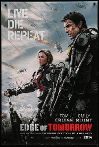 1g285 EDGE OF TOMORROW teaser DS 1sh '14 2014 style, Tom Cruise & Emily Blunt, live, die, repeat!