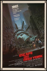 1g301 ESCAPE FROM NEW YORK studio style 1sh '81 cool Jackson art of decapitated Lady Liberty!
