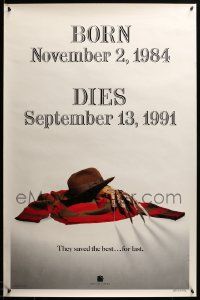 1g327 FREDDY'S DEAD style A teaser DS 1sh '91 great close up Freddy Krueger's hat, claws & sweater!
