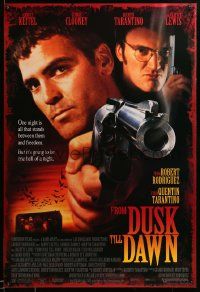 1g337 FROM DUSK TILL DAWN DS 1sh '95 close image of George Clooney & Quentin Tarantino, vampires!