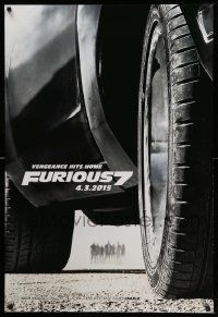 1g340 FURIOUS 7 teaser DS 1sh '15 Jason Statham, Dwayne Johnson, Vin Diesel, close up image of car!