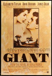 1g349 GIANT DS 1sh R96 James Dean, Elizabeth Taylor, Rock Hudson, directed by George Stevens!