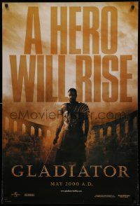 1g357 GLADIATOR teaser 1sh '00 a hero will rise, Russell Crowe, directed by Ridley Scott!