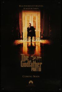 1g361 GODFATHER PART III teaser 1sh '90 best image of Al Pacino, directed by Francis Ford Coppola!