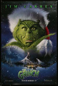 1g389 GRINCH teaser DS 1sh '00 Jim Carrey, Ron Howard, Dr. Seuss' classic Christmas story!