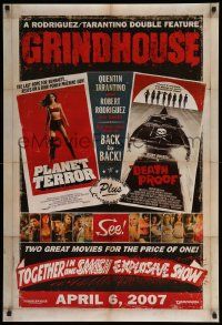 1g390 GRINDHOUSE advance DS 1sh '07 Rodriguez & Quentin Tarantino, Planet Terror & Death Proof!