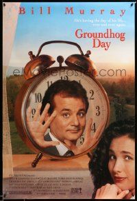 1g392 GROUNDHOG DAY DS 1sh '93 Bill Murray, Andie MacDowell, directed by Harold Ramis!