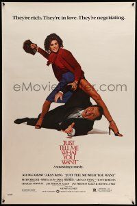 1g506 JUST TELL ME WHAT YOU WANT 1sh '80 wacky image of Ali MacGraw beating Alan King with purse!