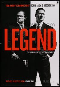 1g535 LEGEND teaser DS 1sh '15 dual image of Tom Hardy who is both Ronnie and Reggie Kray!