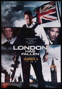1g556 LONDON HAS FALLEN teaser 1sh '16 Gerard Butler, Aaron Eckhart, Morgan Freeman, Union Jack