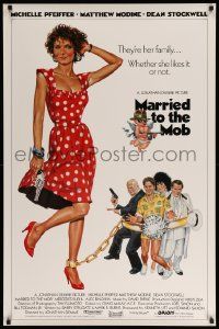 1g589 MARRIED TO THE MOB int'l 1sh '88 different Tanenbaum art of Michelle Pfeiffer with gun!