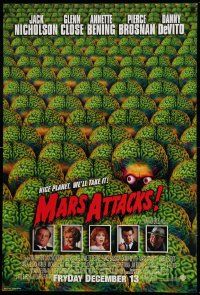 1g590 MARS ATTACKS! int'l advance DS 1sh '96 directed by Tim Burton, great image of many aliens!