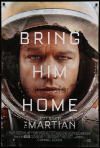 1g591 MARTIAN style A advance DS 1sh '15 close-up of astronaut Matt Damon, bring him home!