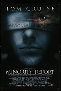 1g609 MINORITY REPORT style A advance DS 1sh '02 Steven Spielberg, close-up image of Tom Cruise!