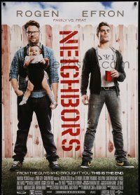 1g639 NEIGHBORS DS 1sh '14 Zac Efron w/red Solo cup, Seth Rogan & baby!