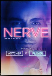 1g642 NERVE teaser DS 1sh '16 are you a watcher or player, cool super close-up of Dave Franco!
