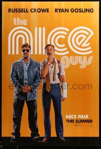 1g647 NICE GUYS teaser DS 1sh '16 wacky Ryan Gosling and Russell Crowe over orange background!