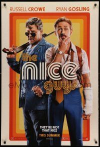 1g646 NICE GUYS teaser DS 1sh '16 great image of Ryan Gosling and Russell Crowe with shotgun!