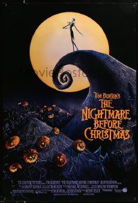 1g648 NIGHTMARE BEFORE CHRISTMAS DS 1sh '93 Tim Burton, Disney, great Halloween horror image!