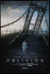 1g654 OBLIVION teaser DS 1sh '13 Morgan Freeman, cool image of Tom Cruise on bridge!