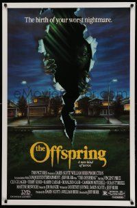 1g658 OFFSPRING 1sh '87 Vincent Price, the birth of your worst nightmare, cool torn poster art!