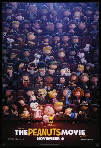 1g674 PEANUTS MOVIE style B teaser DS 1sh '15 wonderful image of all characters in movie theater!