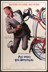 1g679 PEE-WEE'S BIG ADVENTURE 1sh '85 Tim Burton, best image of Paul Reubens & his beloved bike!