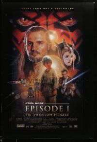 1g015 PHANTOM MENACE style B DS 1sh '99 George Lucas, Star Wars Episode I, art by Drew Struzan!