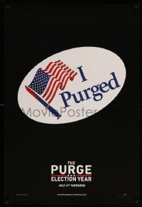 1g709 PURGE ELECTION YEAR teaser DS 1sh '16 'I Voted' parody sticker design, knife and U.S. flag!
