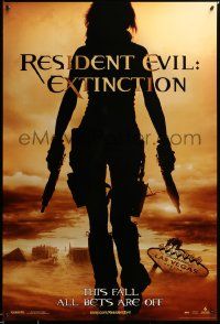 1g723 RESIDENT EVIL: EXTINCTION teaser 1sh '07 silhouette of zombie killer Milla Jovovich!