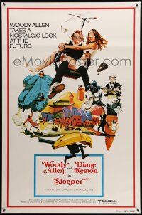 1g817 SLEEPER int'l 1sh R80 Woody Allen, Diane Keaton, wacky futuristic sci-fi art by McGinnis!