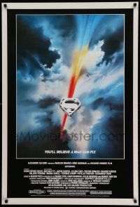 1g897 SUPERMAN 27x40 commercial poster '06 comic book hero Christopher Reeve, Bob Peak logo art!