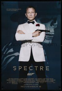 1g841 SPECTRE advance DS 1sh '15 cool image of Daniel Craig as James Bond 007 with gun!