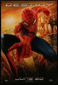 1g850 SPIDER-MAN 2 teaser DS 1sh '04 great image of Tobey Maguire in the title role, Destiny!