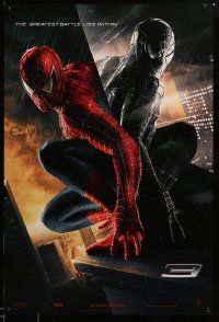 1g855 SPIDER-MAN 3 teaser DS 1sh '07 Sam Raimi, greatest battle, Tobey Maguire in red/black suits!