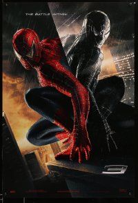 1g854 SPIDER-MAN 3 teaser DS 1sh '07 Raimi, the battle within, Maguire in red/black suits, textured