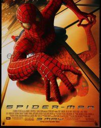 1g845 SPIDER-MAN advance DS 1sh '02 Tobey Maguire climbing building, Sam Raimi, Marvel Comics!