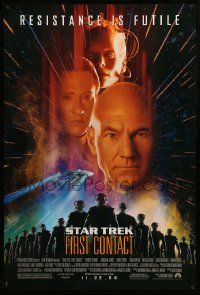1g870 STAR TREK: FIRST CONTACT advance 1sh '96 Jonathan Frakes, Stewart, Spiner, sexy Borg Krige!