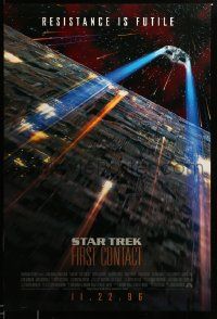 1g872 STAR TREK: FIRST CONTACT int'l advance DS 1sh '96 image of starship Enterprise above Borg cube