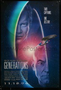 1g873 STAR TREK: GENERATIONS advance 1sh '94 Stewart as Picard & Shatner as Kirk, two captains!
